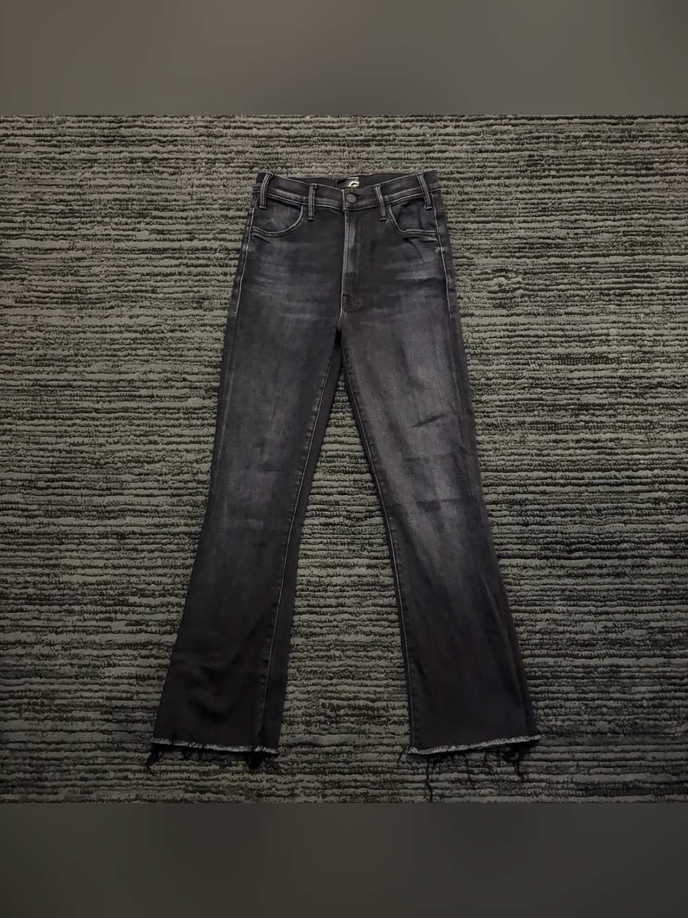 Mother the hustler ankle fray encounters at night high rise jeans